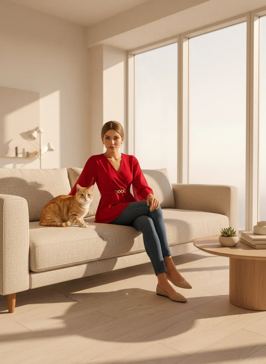 Chiffon V-Neck Peplum Blouse Bazaare Mart Plus Size/Plus Size Tops/Plus Size Blouses & Shirts