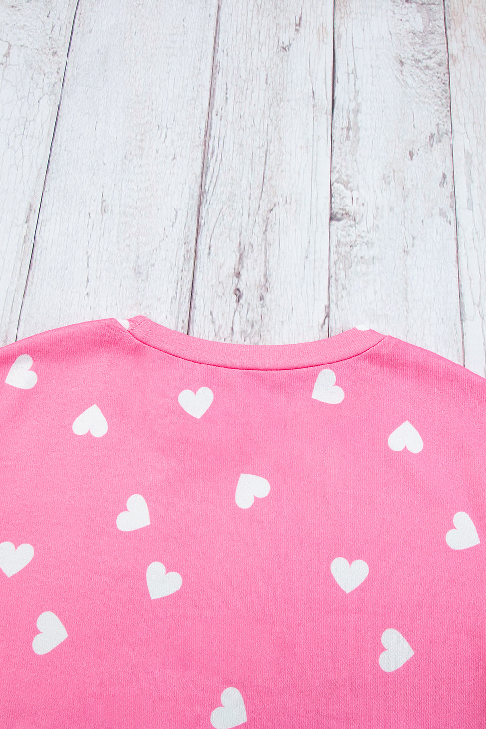 Pink Heart Print Long Sleeve Tee and Shorts Lounge Set