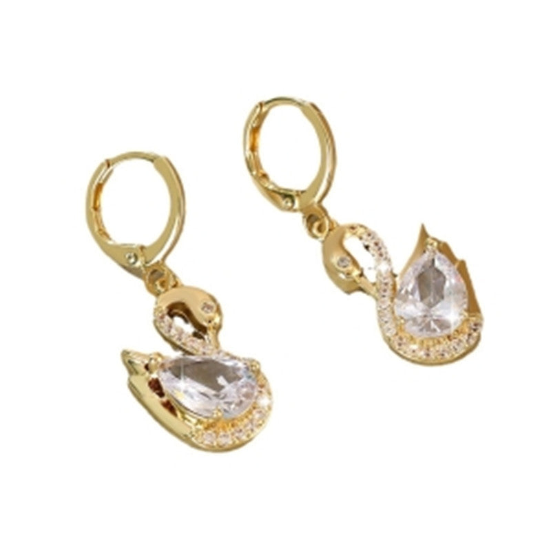 Rhinestone Swan Earrings