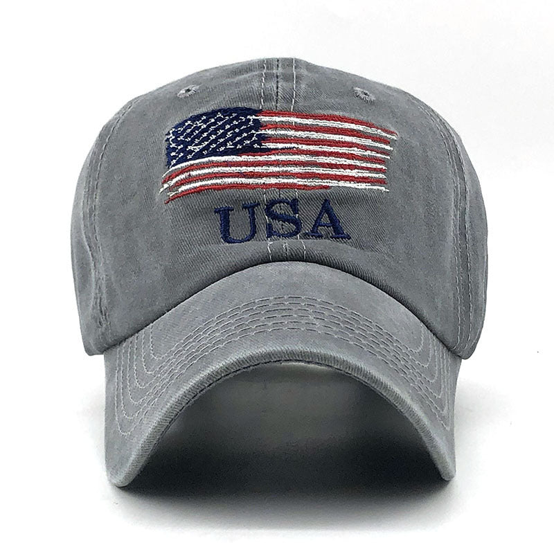 Washed Distressed USA Flag Baseball Cap