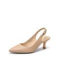 Pointed Toe Low Heel Slingback Kitten Heels Beige Bazaare Mart Pointed Toe Low Heel Slingback Kitten Heels