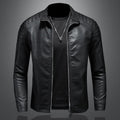 Men's Thin Leather Motorcycle Jacket Black CJ Dropshipping Men Leather Jacket