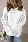 Solid Color Sweatshirt with Pockets White Bazarre Mart Baggy Sweat Shirt