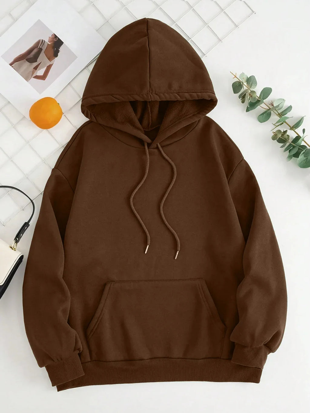 Plain Dropped Shoulder Hoodie Trendsi Drawstring Dropped Shoulder Hoodie