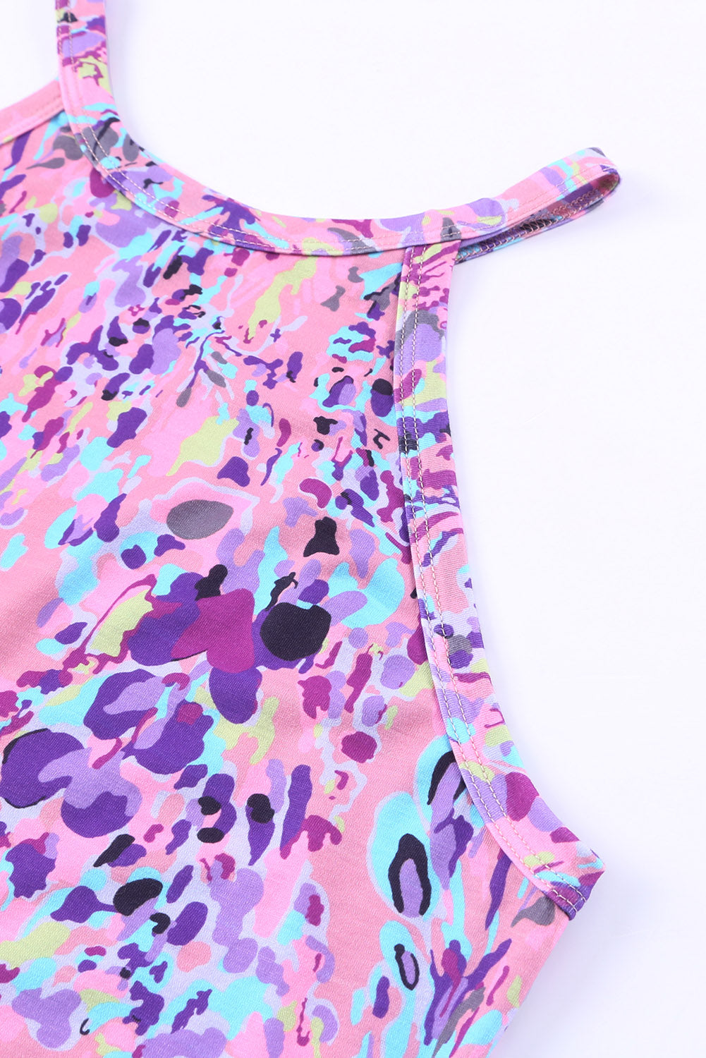 Multicolor Floral Print Round Neck Plus Size Tank Top