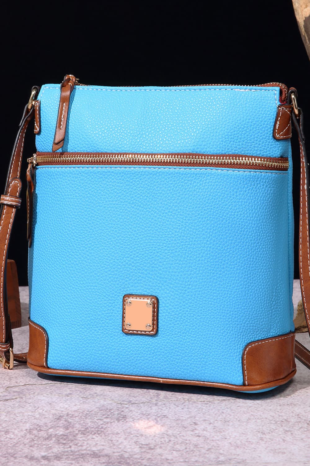 Turquoise PU Leather Crossbody Bag