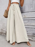 Tied High Waist Wide Leg Pants Beige Bazaare Mart Extra Wide Leg Pants