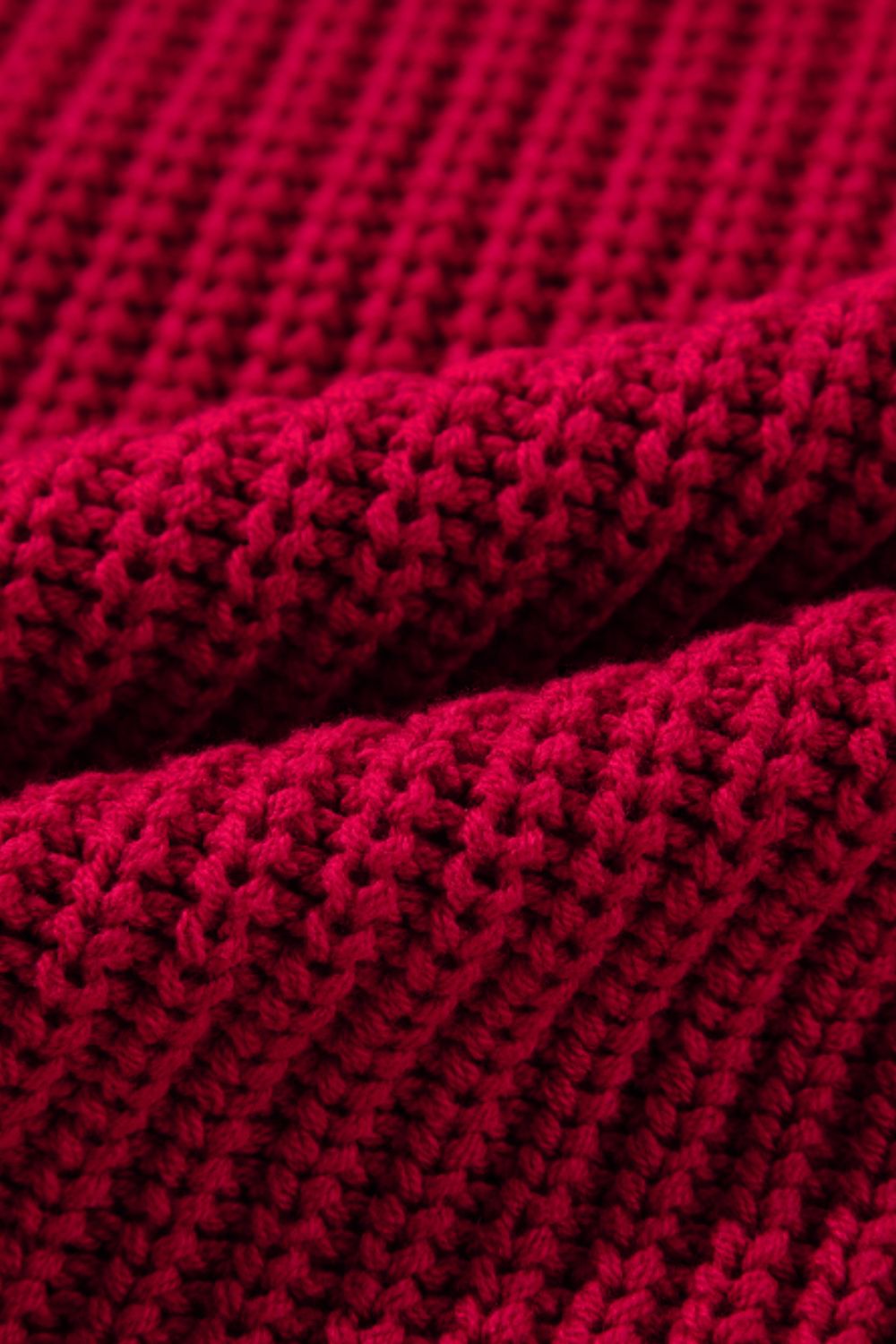 Red Ribbed Off-Shoulder Sweater