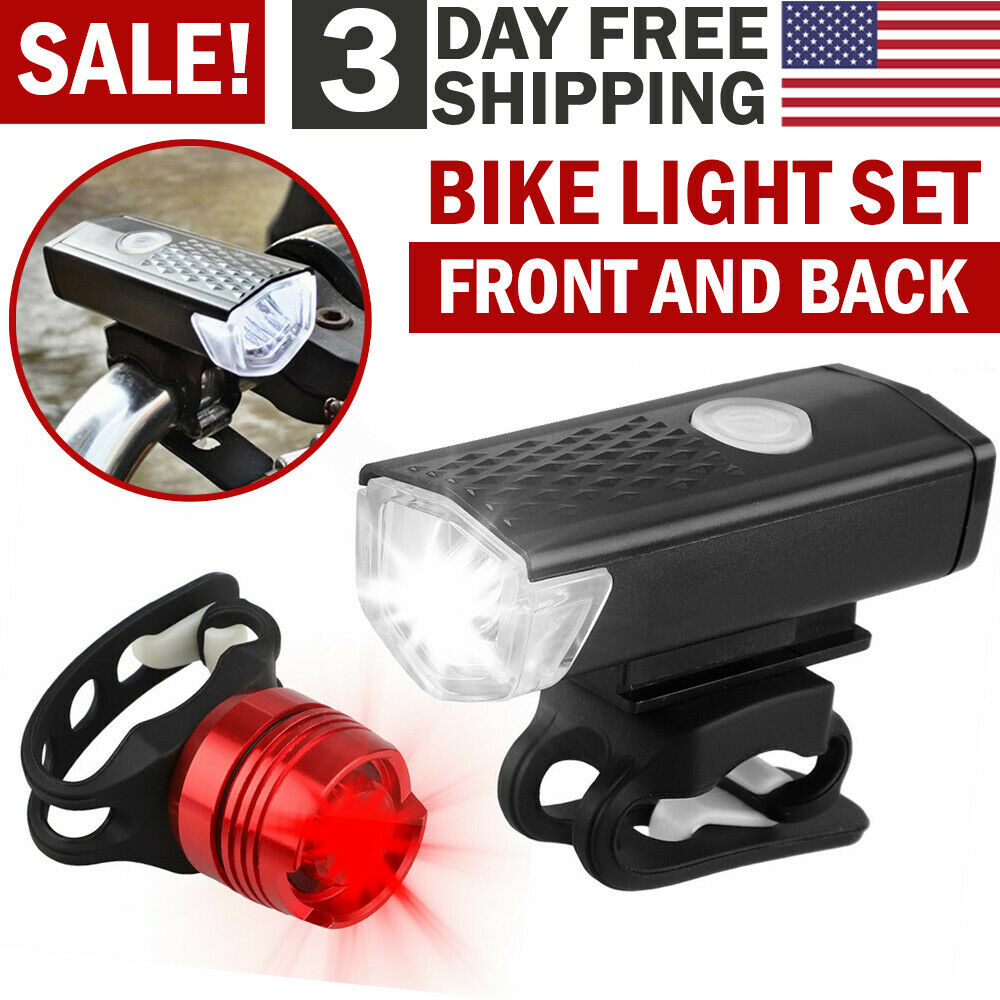 Rechargeable LED Bicycle Headlight Bike Head Light Front Rear Lamp