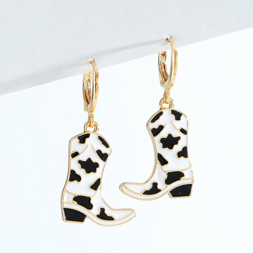 B&W Western Cowboy Boots Earrings CJ Dropshipping B&W Cowboy Boot Earrings
