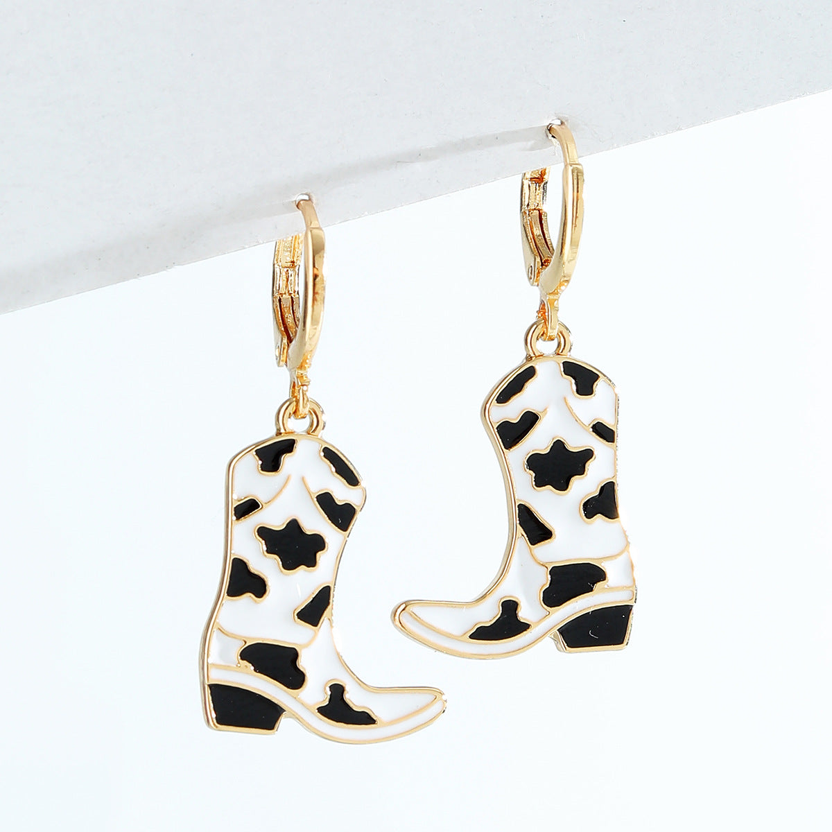 B&W Western Cowboy Boots Earrings CJ Dropshipping B&W Cowboy Boot Earrings