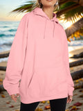 Plain Dropped Shoulder Hoodie Blush Pink Trendsi Drawstring Dropped Shoulder Hoodie