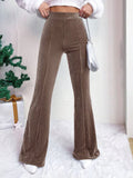 High Waist Corduroy Flare Pants Camel Trendsi High Waist Flare Pants