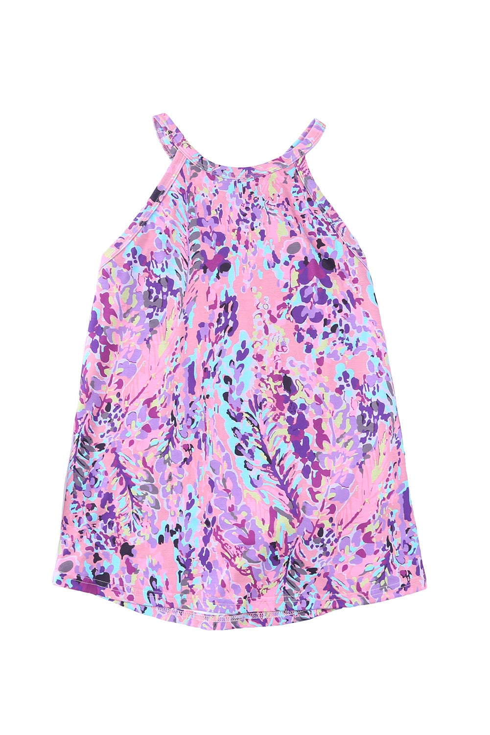 Multicolor Floral Print Round Neck Plus Size Tank Top