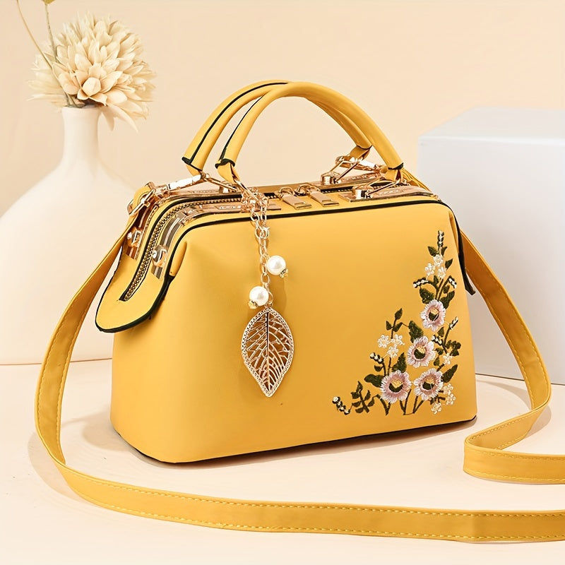 Elegant Floral Embroidered Handbag