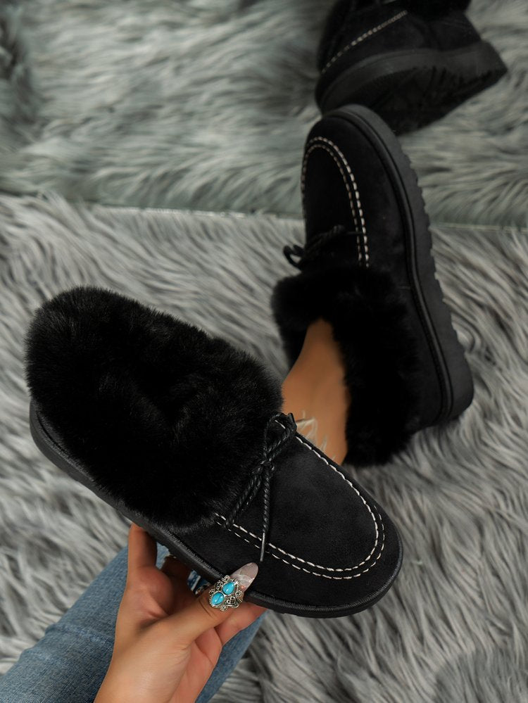 Black Fur Lined Suede Shoes