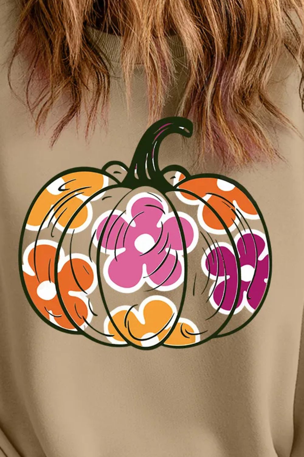 Flower Pumpkin Graphic Dropped Shoulder Sweatshirt