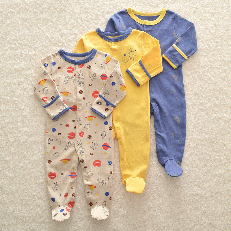 Baby Space Light Weight Footed PJs 3pk