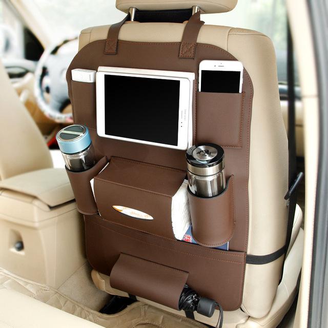 Brown PU Leather Car Seat Organizers