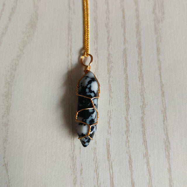 Hexagonal Bullet Natural Stone Necklace - Bazaare Mart