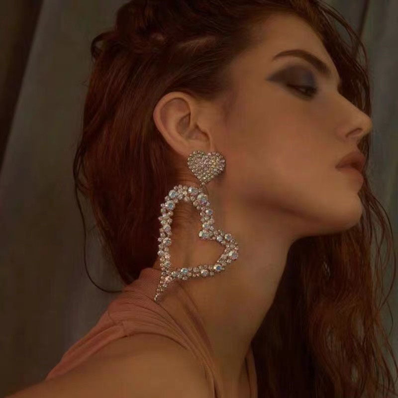 Giant Jeweled Hearts Earrings