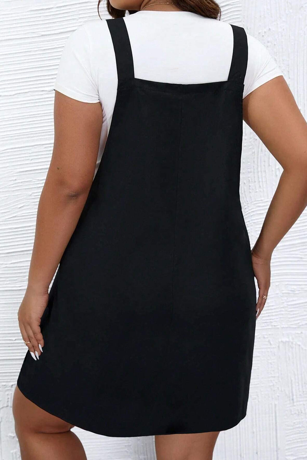 Back of Black Plus Size Overall Dress