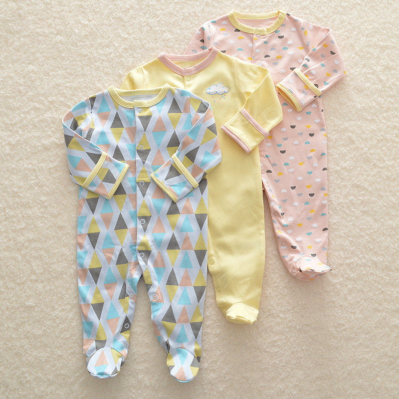 Baby Pink & Yellow Ice Cream Light Weight Footed PJs 3pk