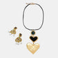 Exaggerated Heart Earrings and Necklace A3style Bazaare Mart Black Heart Necklace Set