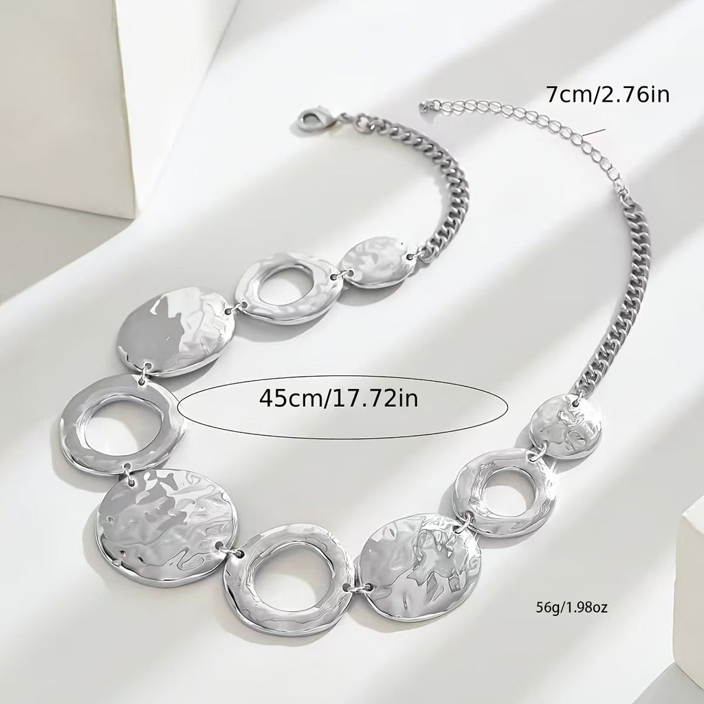 Silver Electroplated Geo Statement Necklace