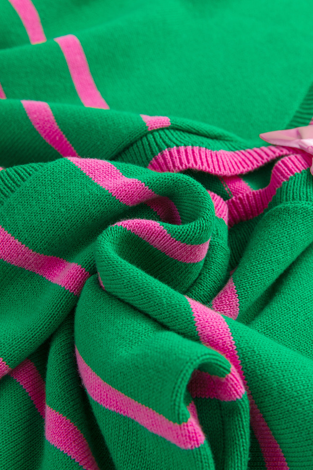 Green Stripe Bow Detail Cardigan