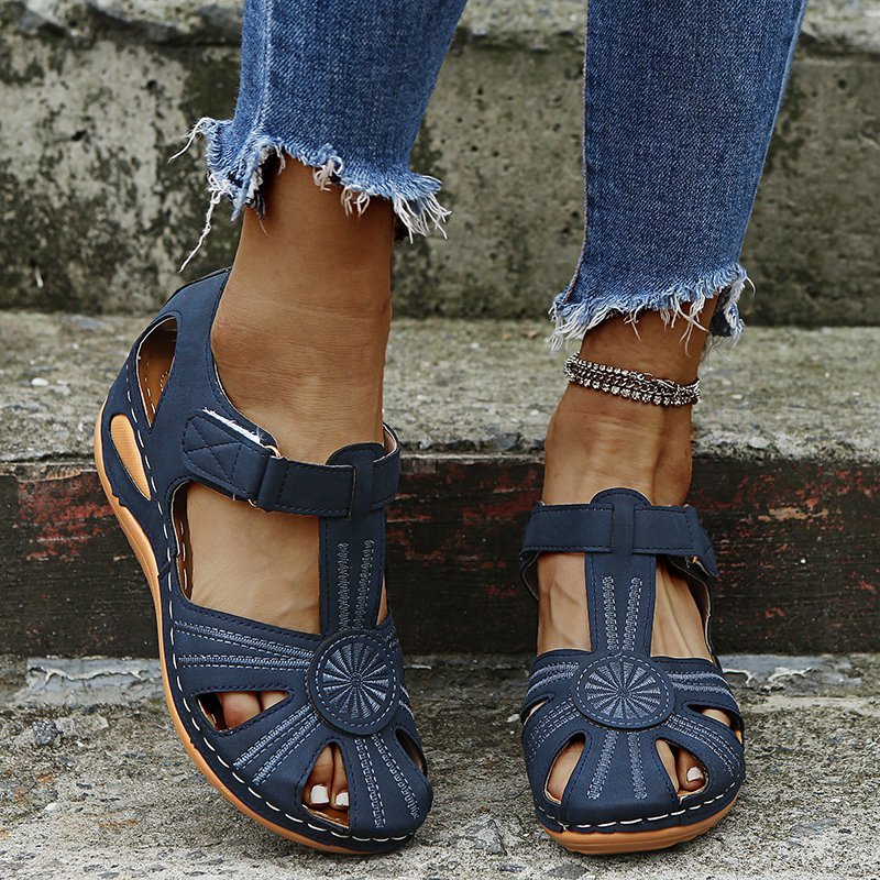 Women’s Cutout Beach Sandals – Round Toe Velcro Comfort Summer Sandals CJ Dropshipping Huarache Sandals