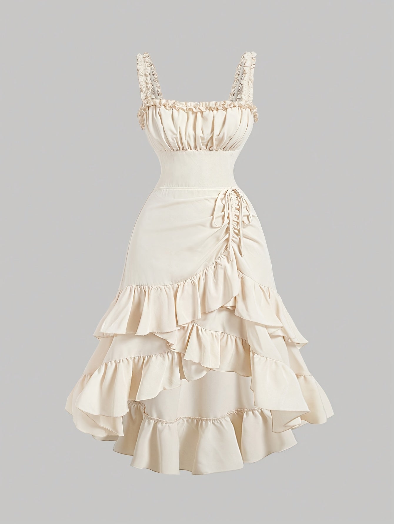 Romantic Multi-Layer Vintage Ruffled Hem Dress
