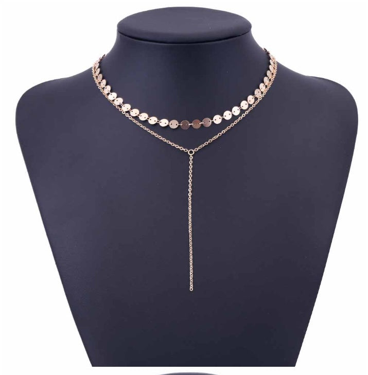 Three Layer Lariat Y Choker Necklace