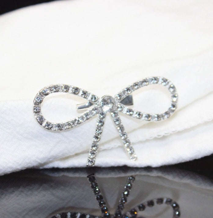 Rhinestone Bow Brooch