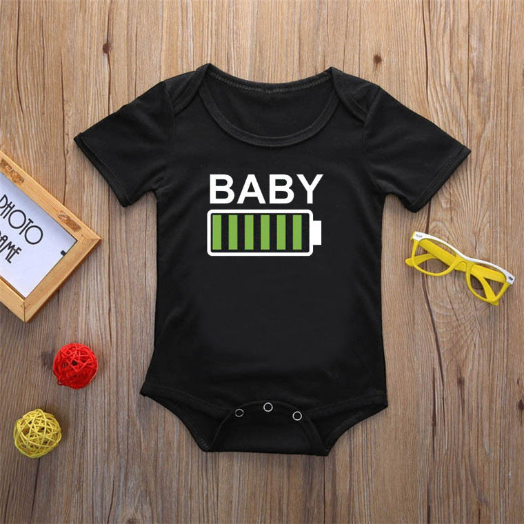 Funny Battery Power Parent-Child Graphic Tees Baby Onsie CJ Dropshipping Graphic Tees