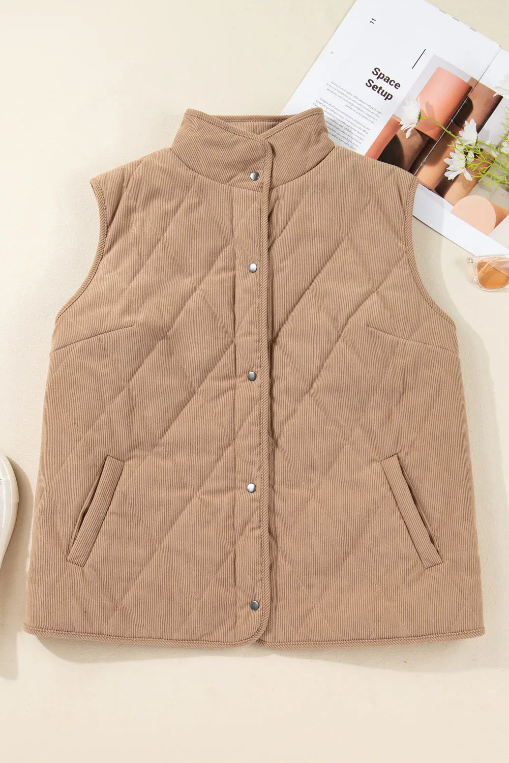 Camel Plus Size Quilted Vest