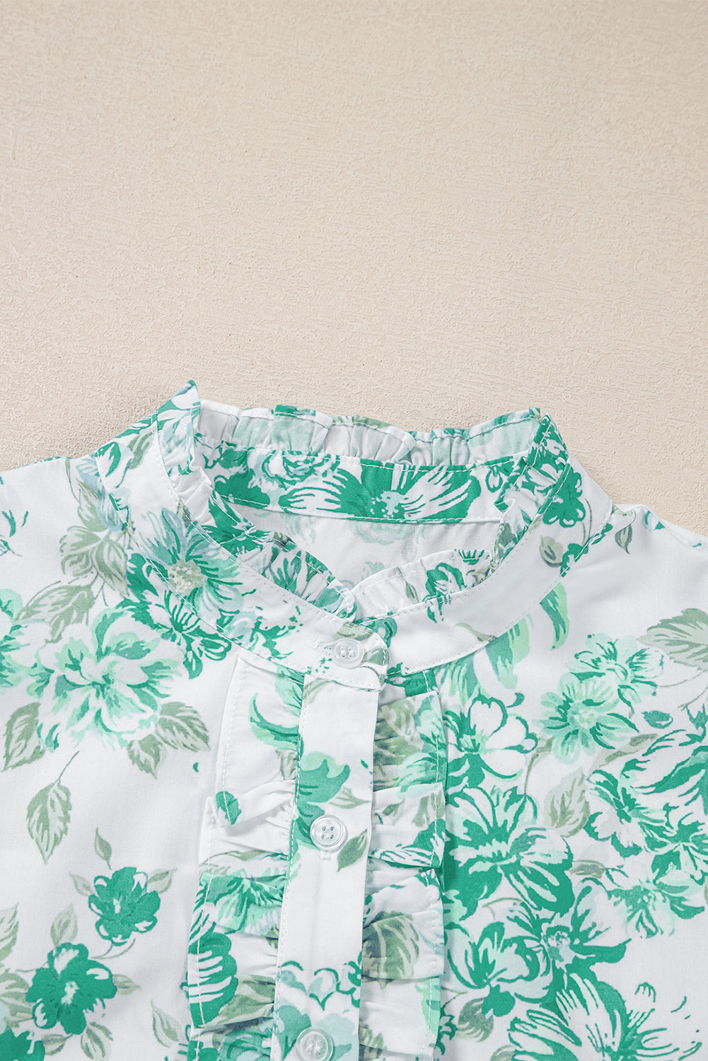 Floral Print Flutter Sleeve Frill Blouse Shewin Blouses