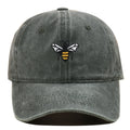 Vintage Bee Embroidered Baseball Cap Army Green Adjustable Bazaare Mart Cute Bee Cap