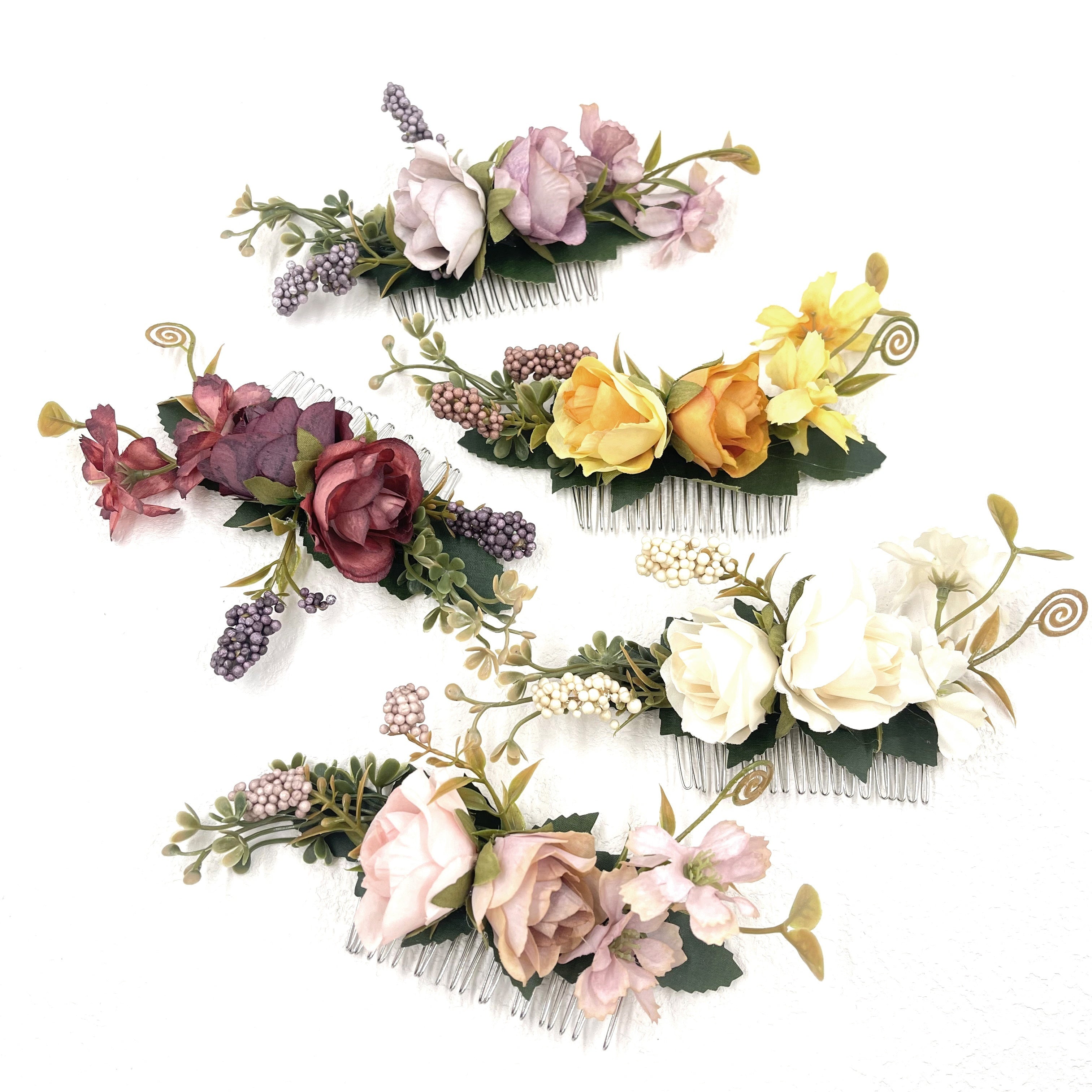 Elegant Fabric Roses Hair Combs