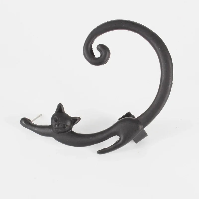 Cat Post with Ear Cuff Ear Wrap Black Bazaare Mart Silver Cat Ear Wrap