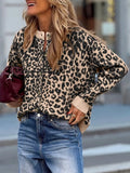 Leopard Drop Shoulder Chunky Knitted Cardigan Black Trendsi Leopard Cardigan