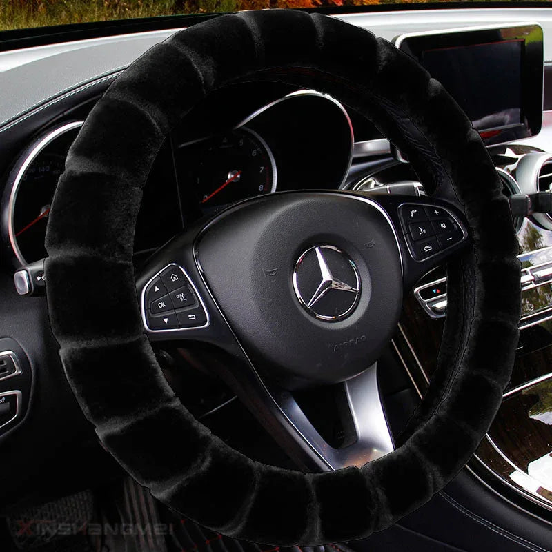 Velvet Warm Grip Steering Wheel Cover Black CJ Dropshipping Steering Wheel Cover