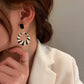 B&W Retro Striped Earrings Bazaare Mart B&W Striped Enamel Hoops