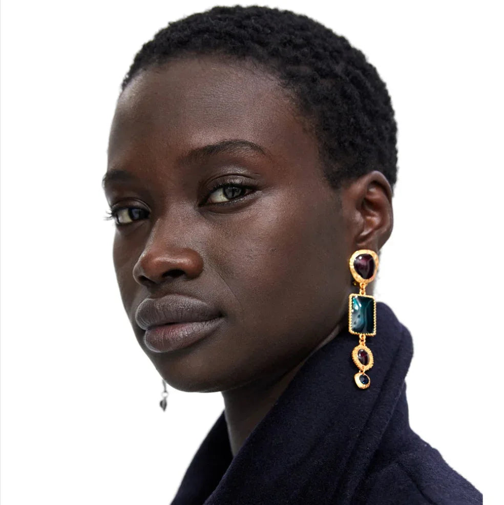 Exaggerated Heart Earrings and Necklace 1style Bazaare Mart Black Heart Necklace Set