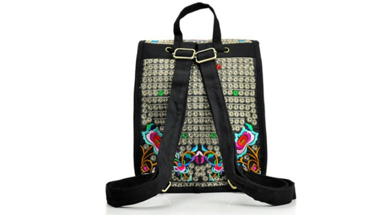 Vibrant Embroidered Floral Backpacks