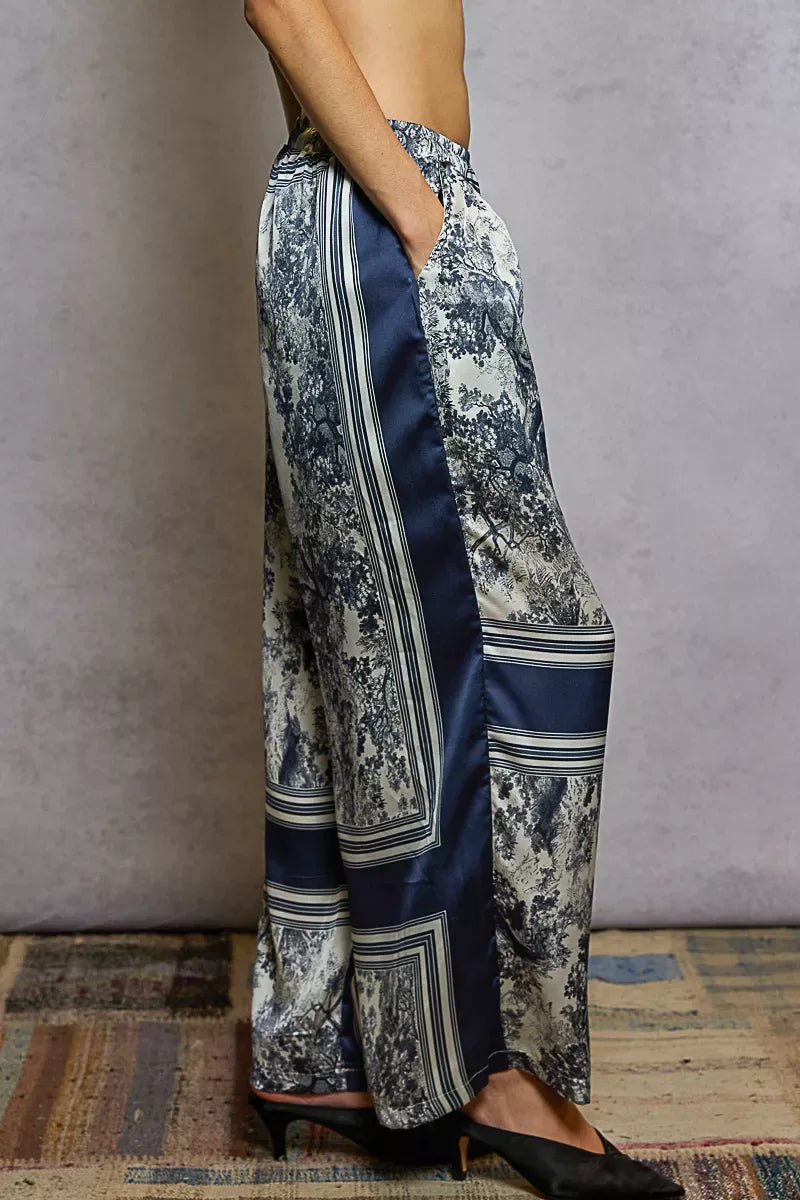 POL Floral Printed Woven Wide Leg Drawstring Pants Bazaare Mart POL Floral Printed Woven Wide Leg Drawstring Pants