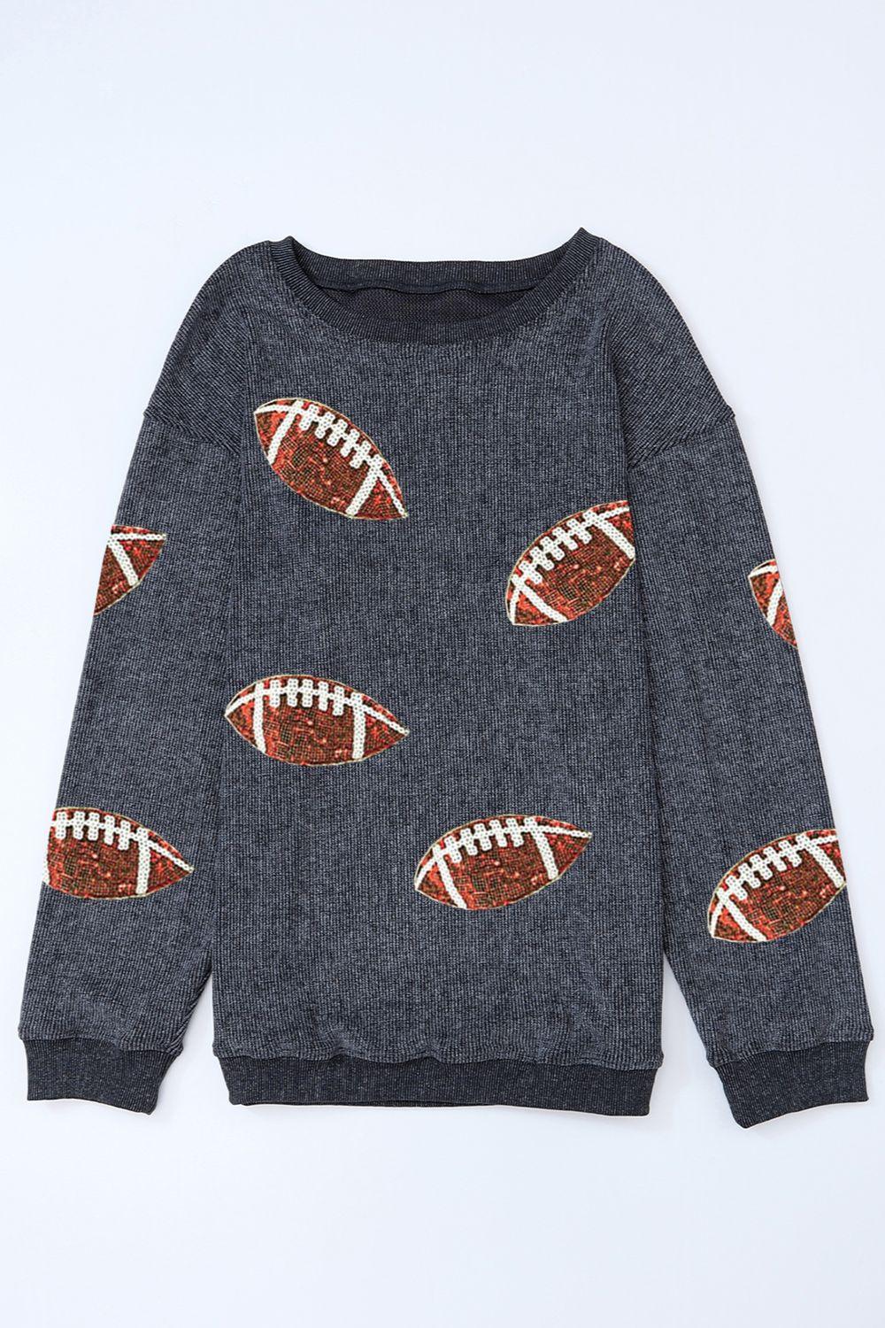 Sequin Football Patch Corduroy Sweatshirt Bazarre Mart Corduroy Long Sleeve Shirt