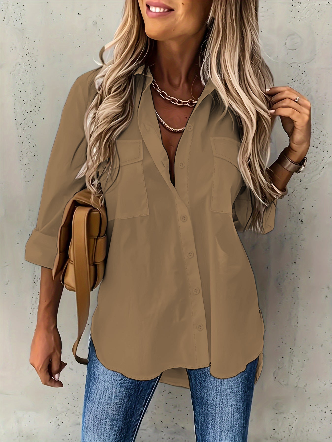 Long Sleeve Button Up Blouse