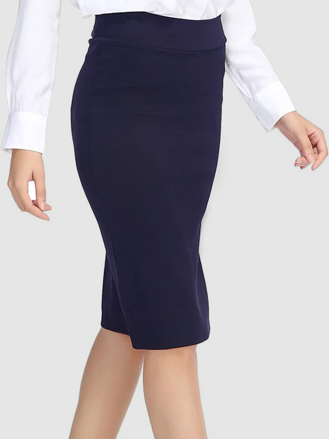 High Waist Pull On Pencil Skirt