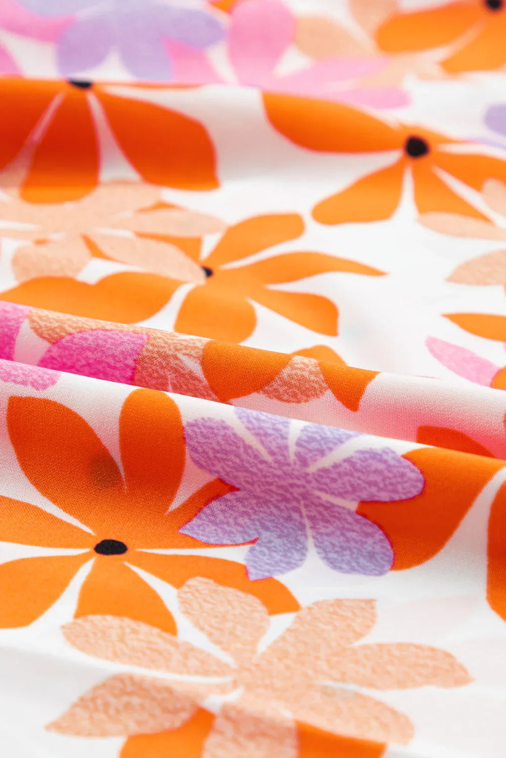 Orange Ruffled Sleeve Smocked Floral Top Bazaare Mart Tops